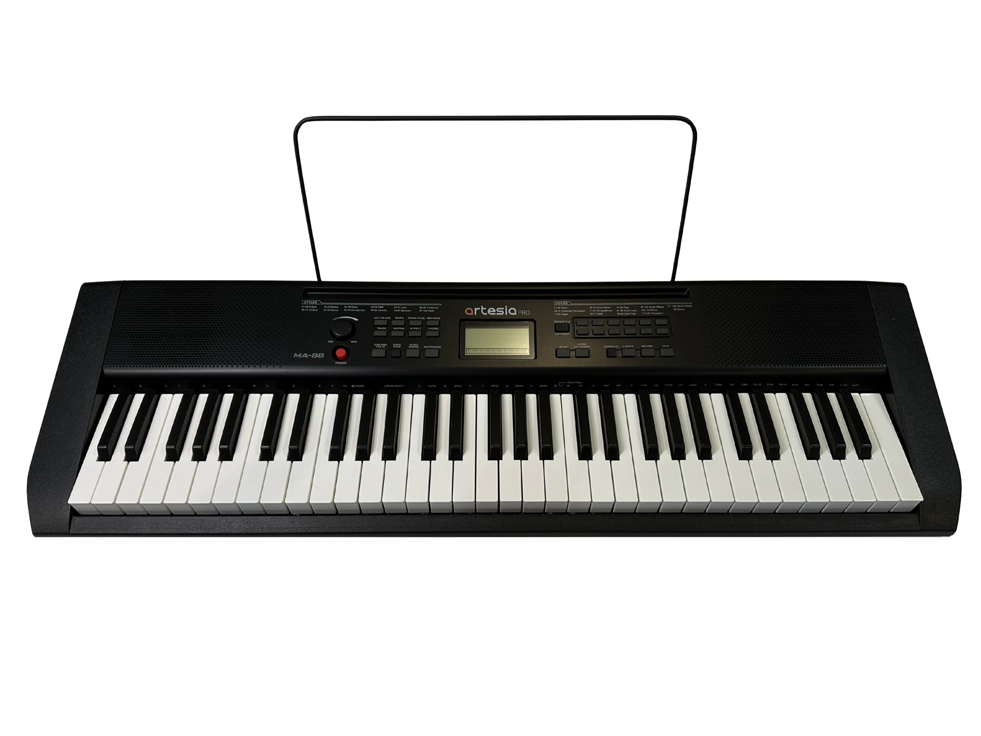 Artesia MA-88 BK — panel i klawiatura z przodu