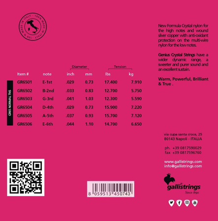 Galli GR 65 - struny do gitary klasycznej