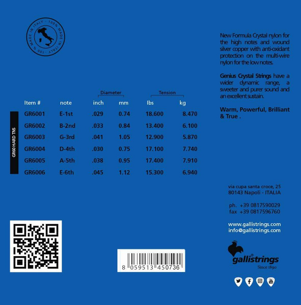 Galli GR 60 - struny do gitary klasycznej