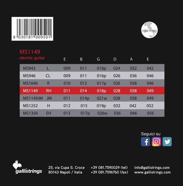 Galli MS1149 Regular Heavy - struny do gitary elektrycznej