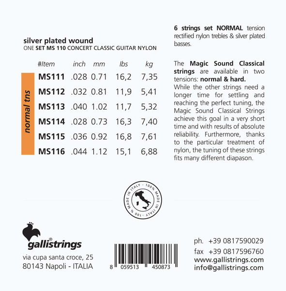 Galli MS-110 - struny do gitary klasycznej