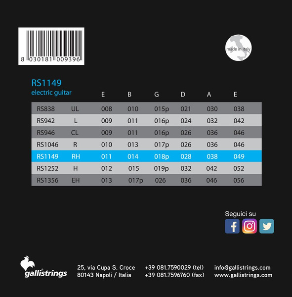 Galli RS 1149 - struny do gitary elektrycznej