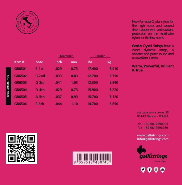 Galli GR 65 - struny do gitary klasycznej